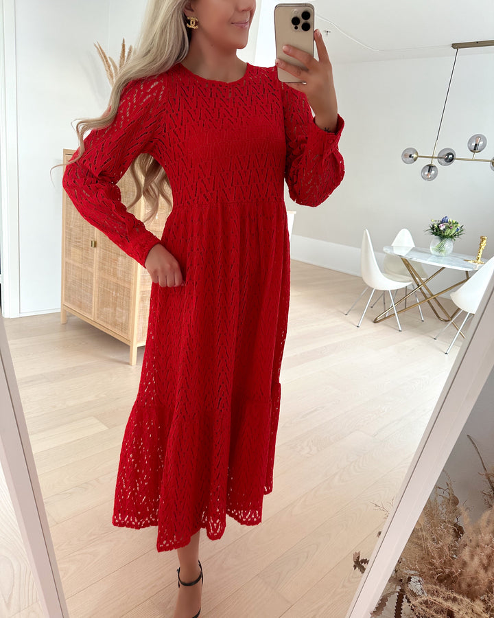 Y.A.S kjole marlin ls lace mars red