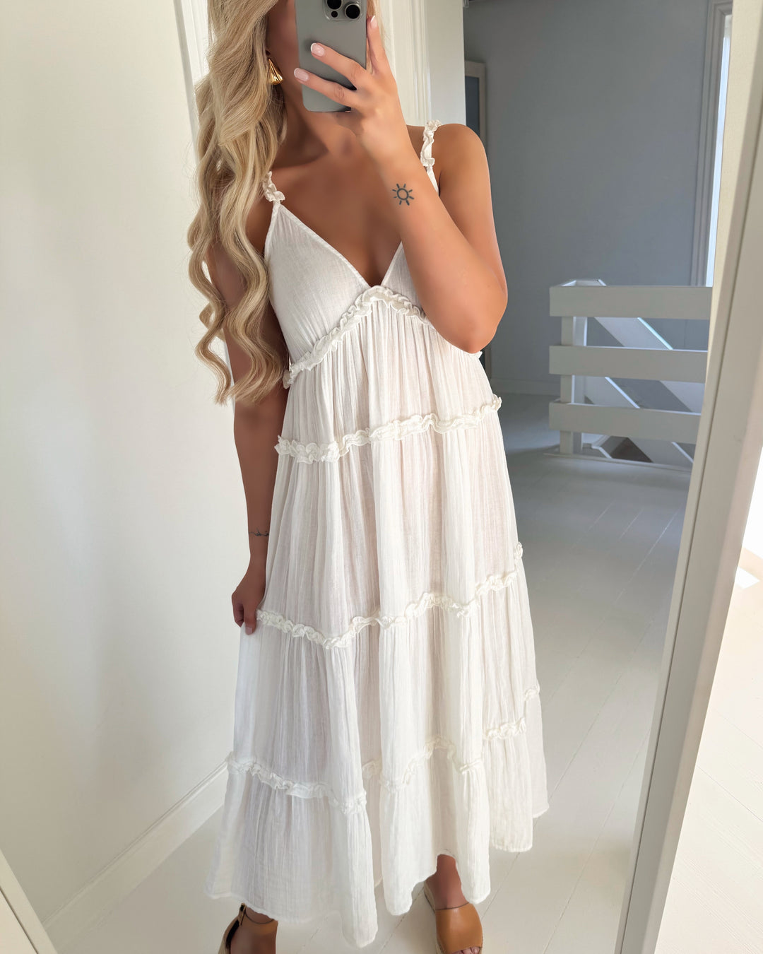 Y.A.S kjole anina sl ankle star white