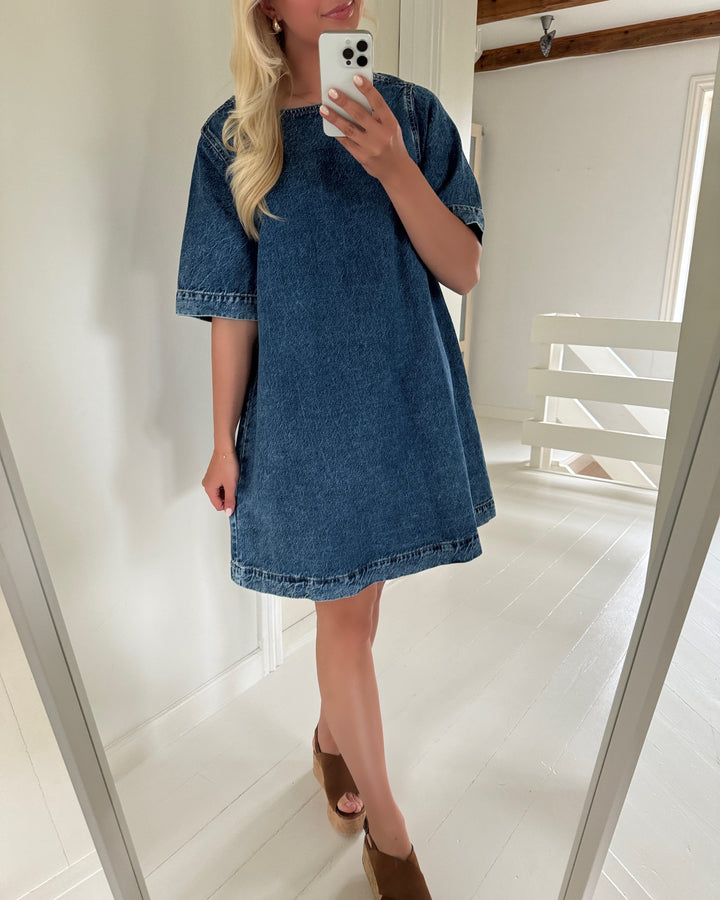 Only kjole gigi ss a-shape medium blue denim