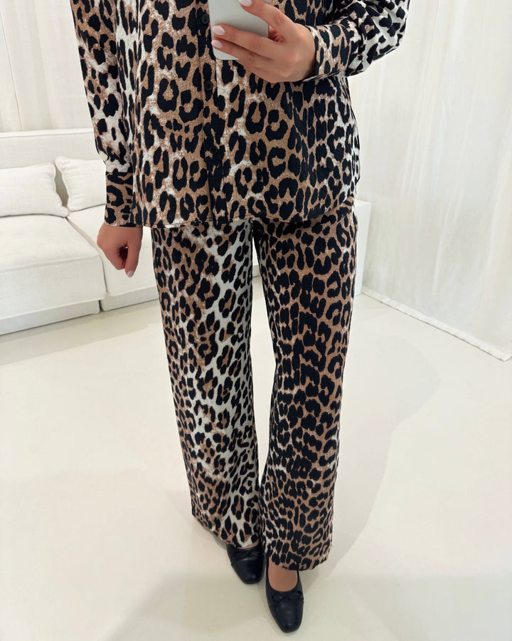 Vero Moda bukser josie hw wide egret/leo