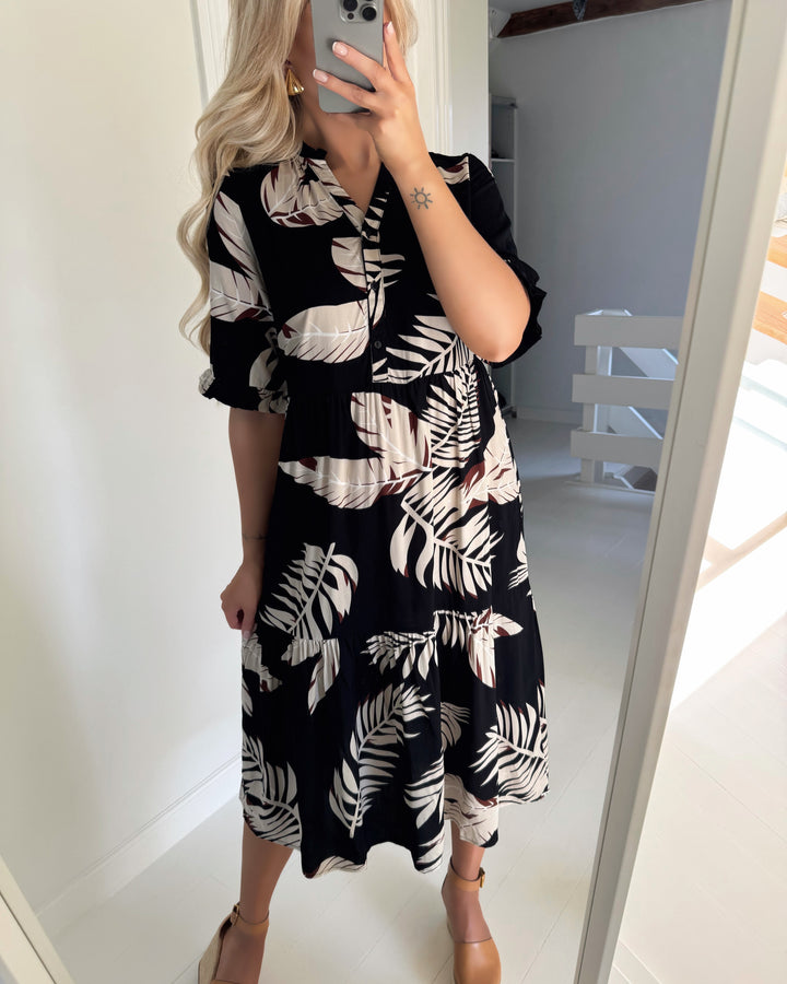 Vero Moda kjole easy joy 2/4 frl calf black/fioni