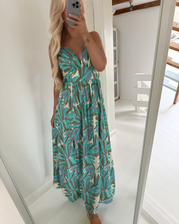 Only kjole ayo sl back bow long wasabi/bea palmfl