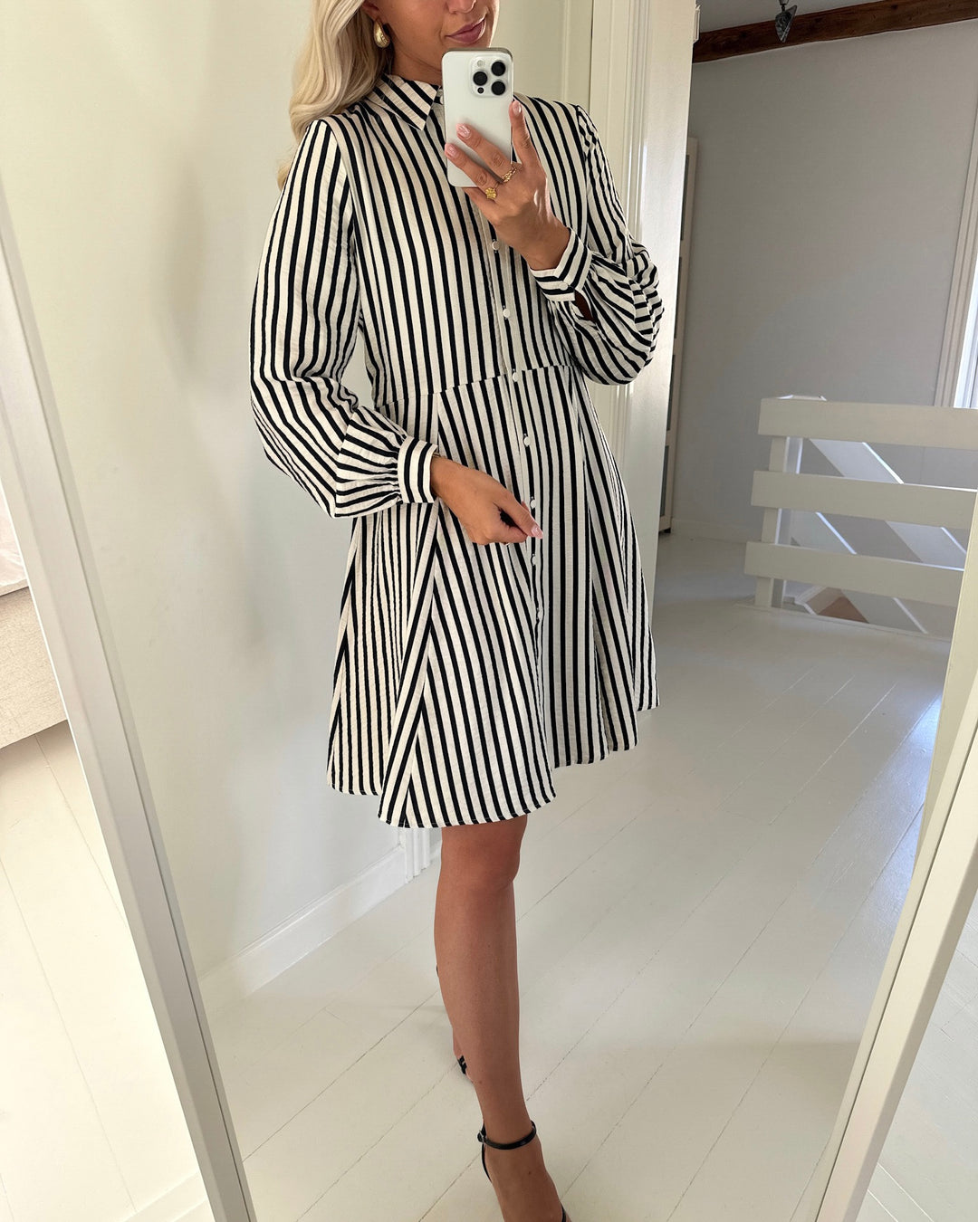 Y.A.S kjole kaya ls shirt birch/black stripes