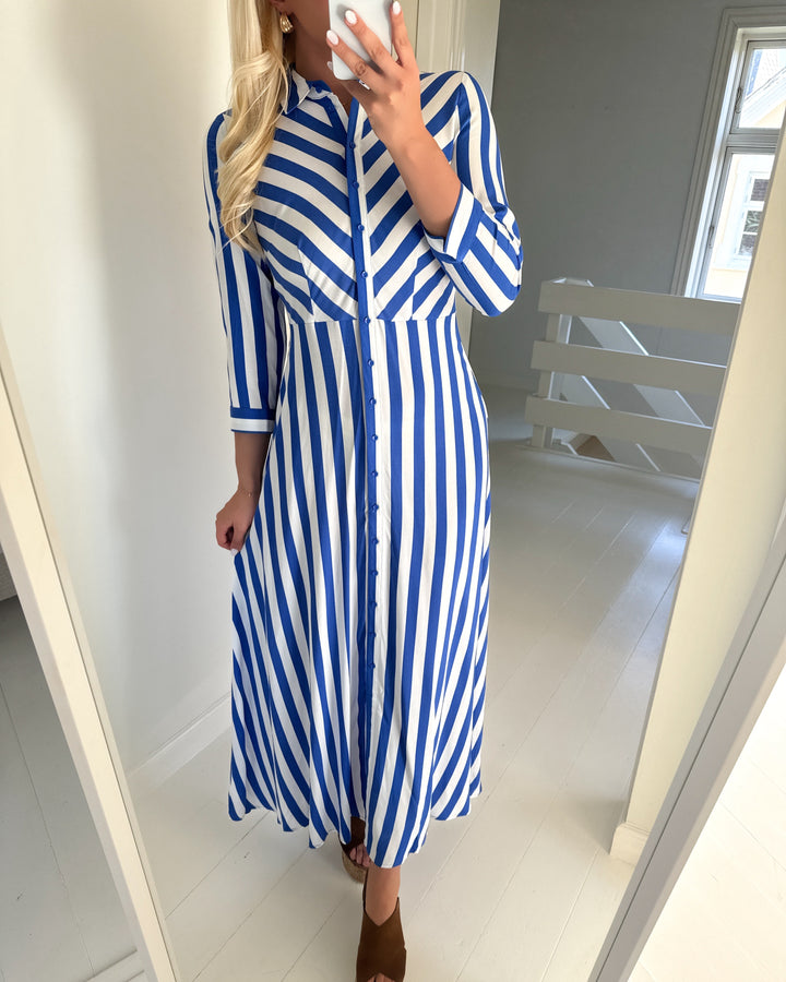 Y.A.S kjole savanna long shirt dazzling blue/white