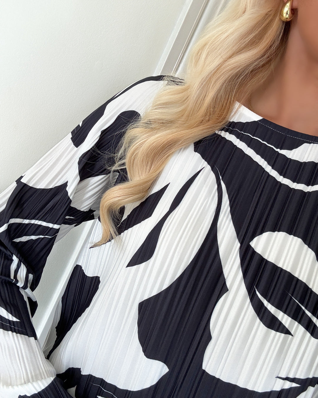 Y.A.S bluse pligo ls short black/pilgo print