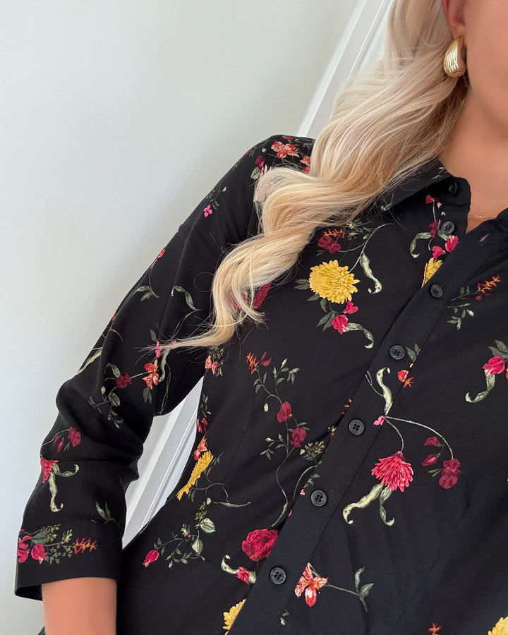 Y.A.S kjole savanna long shirt black/botari