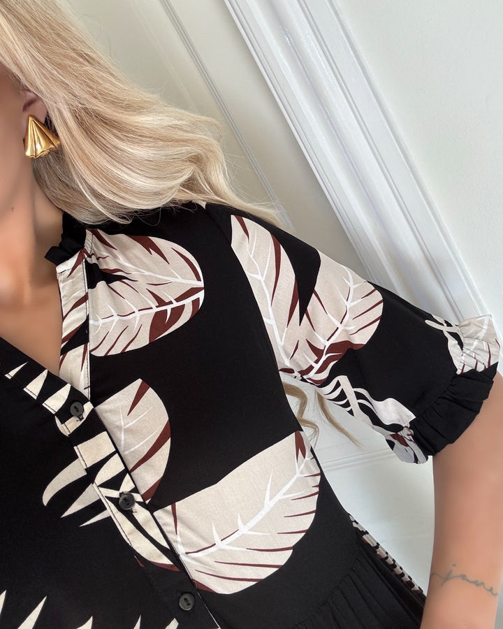 Vero Moda kjole easy joy 2/4 frl calf black/fioni