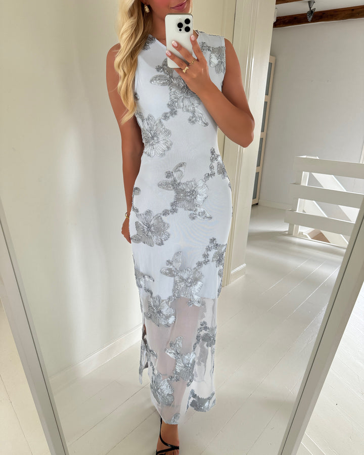 Y.A.S kjole floree sl long halogen blue