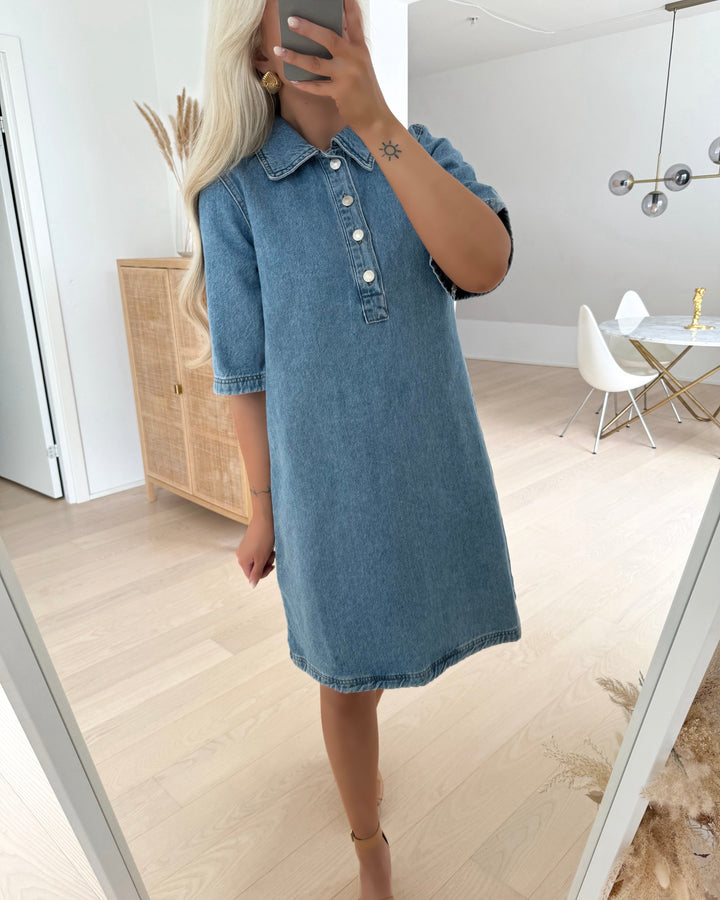 Only kjole gry ss light blue denim