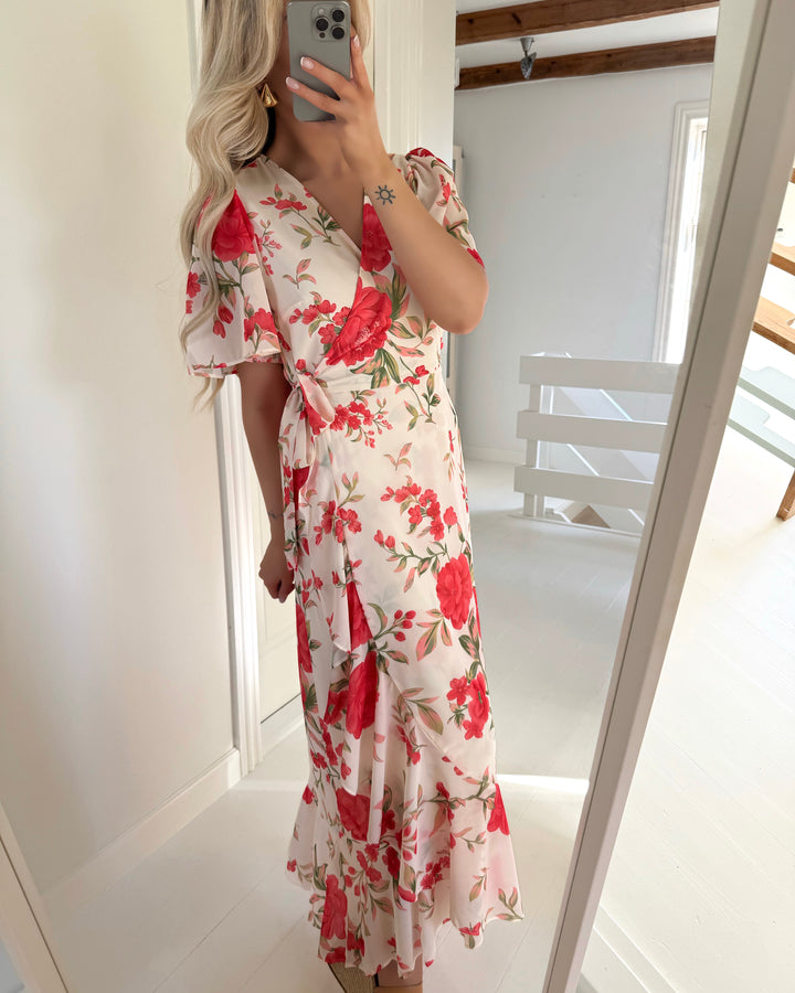 Y.A.S kjole veneda ss maxi wrap gardenia/veneda print
