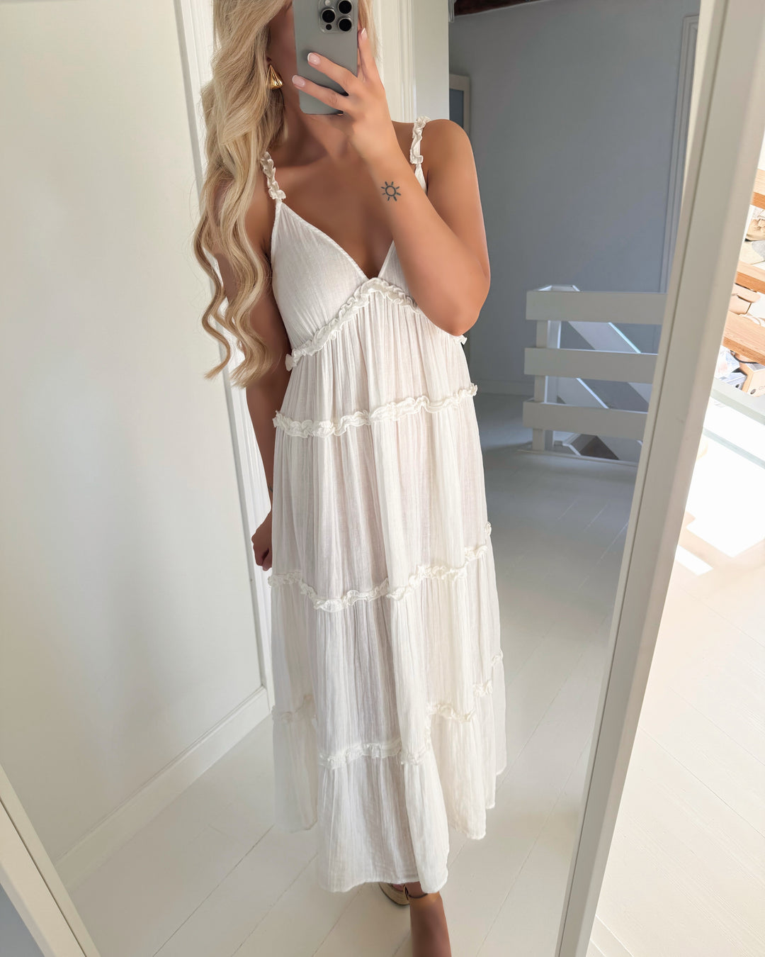 Y.A.S kjole anina sl ankle star white