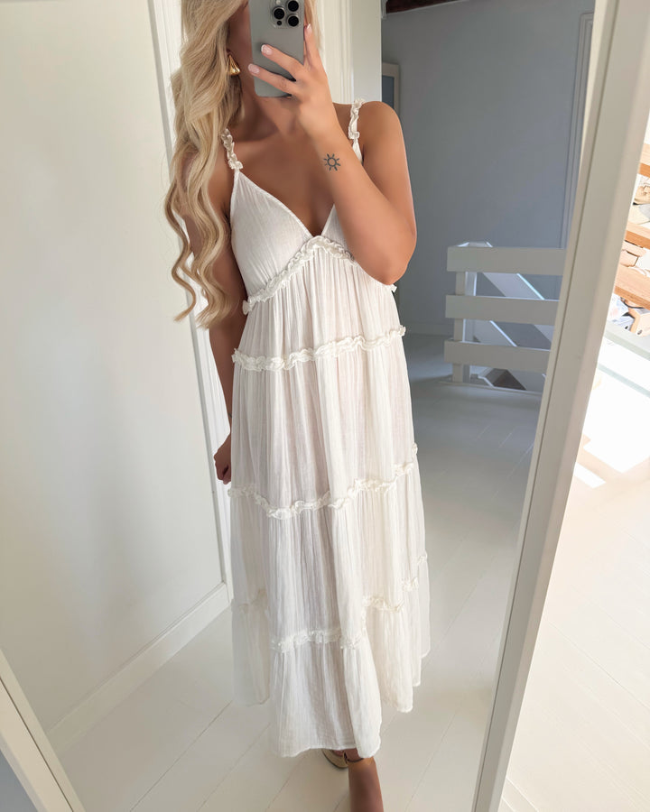 Y.A.S kjole anina sl ankle star white