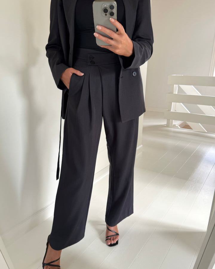 Vero Moda bukser zoe mw wide obsidian