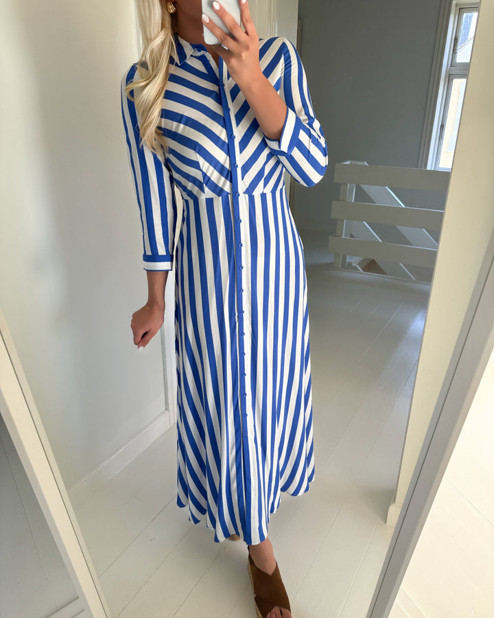 Y.A.S kjole savanna long shirt dazzling blue/white