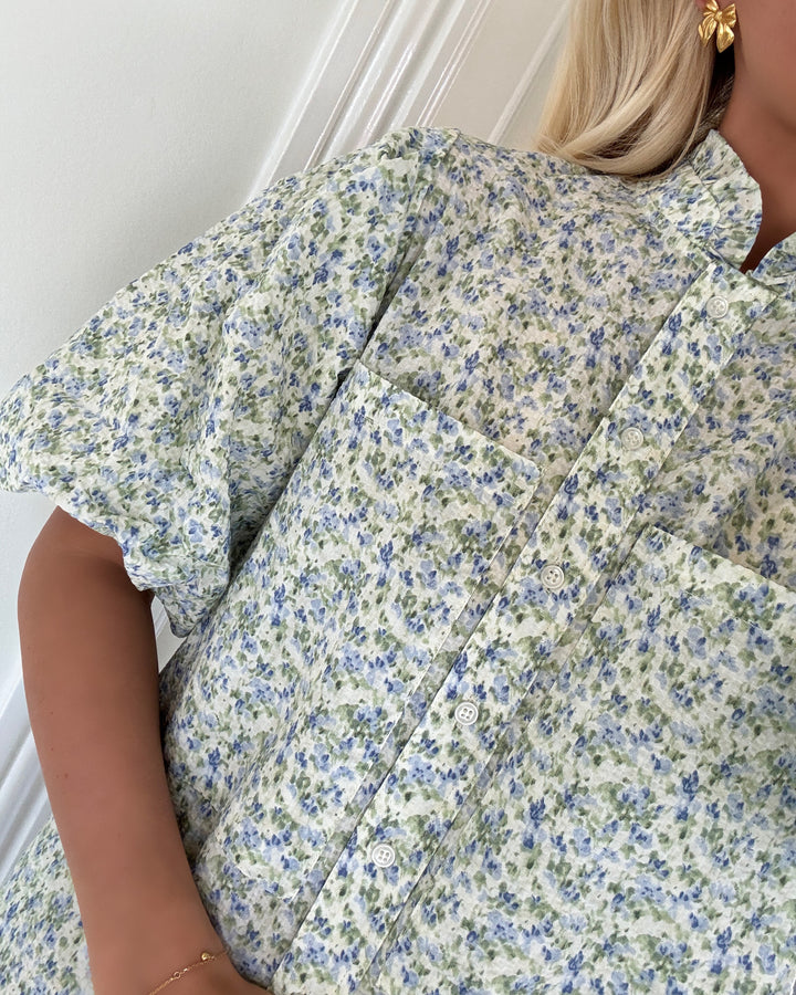 A-View kjole tiffany in print blue/green