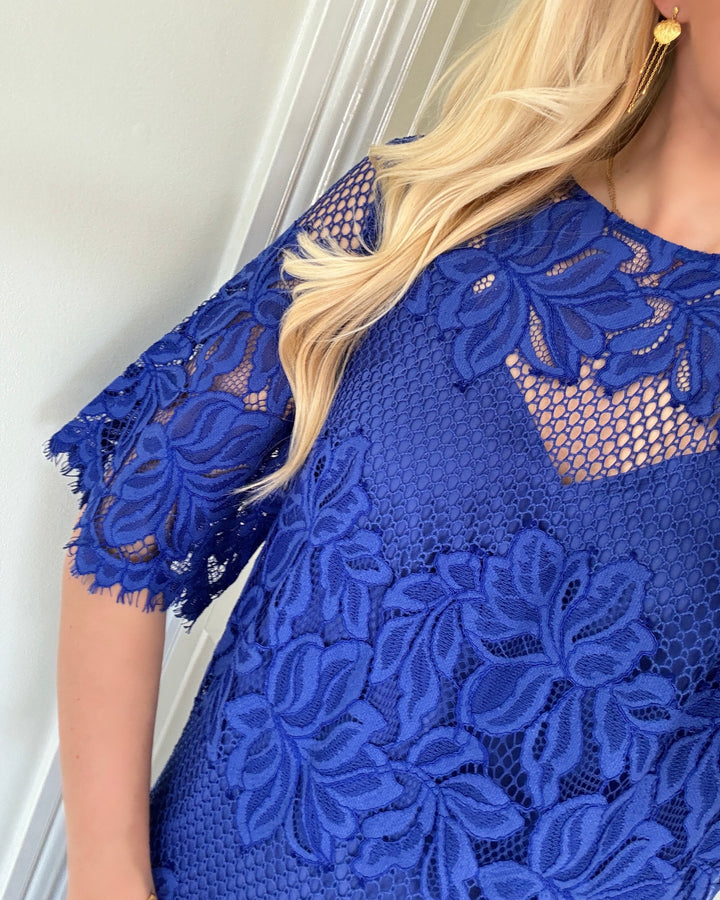 Y.A.S kjole lacely 2/4 long dazzling blue