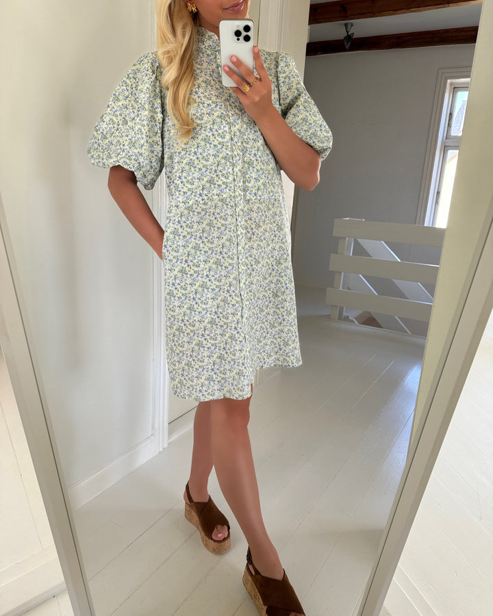 A-View kjole tiffany in print blue/green