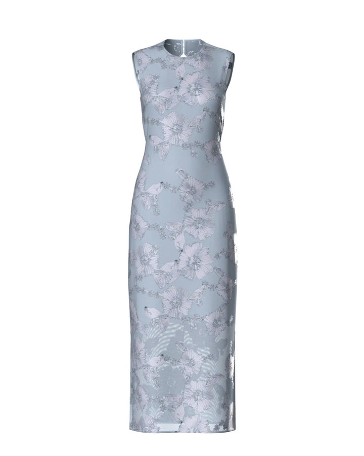 Y.A.S kjole floree sl long halogen blue