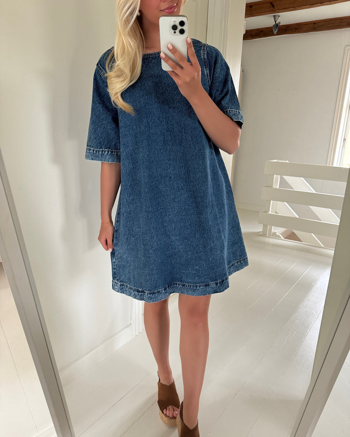 Only kjole gigi ss a-shape medium blue denim