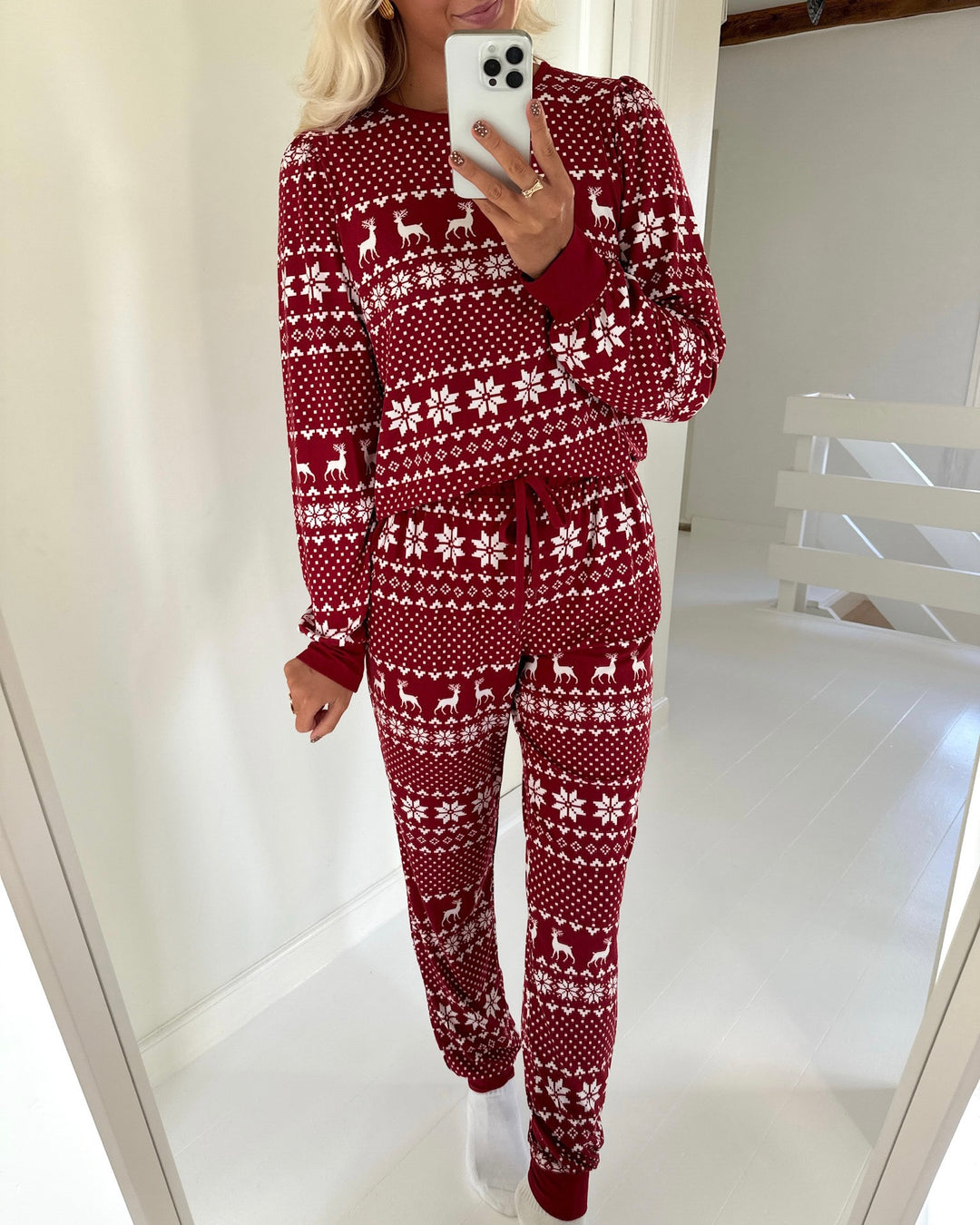 Vero Moda bukser chris nw karanda red/snow white xmas