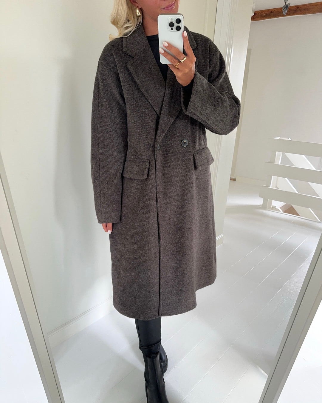 Vero Moda frakke lelea long chocolate torte/melange
