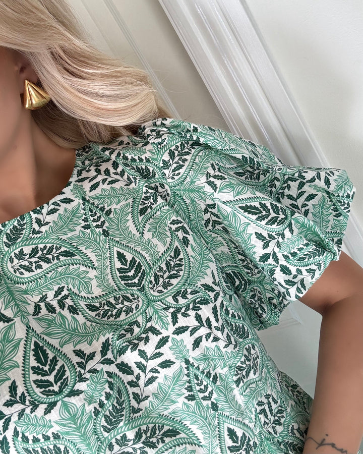 Y.A.S kjole botanico ss ankle star white/botanico print