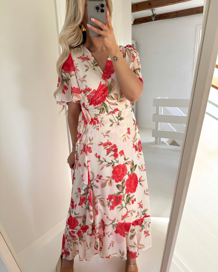 Y.A.S kjole veneda ss maxi wrap gardenia/veneda print