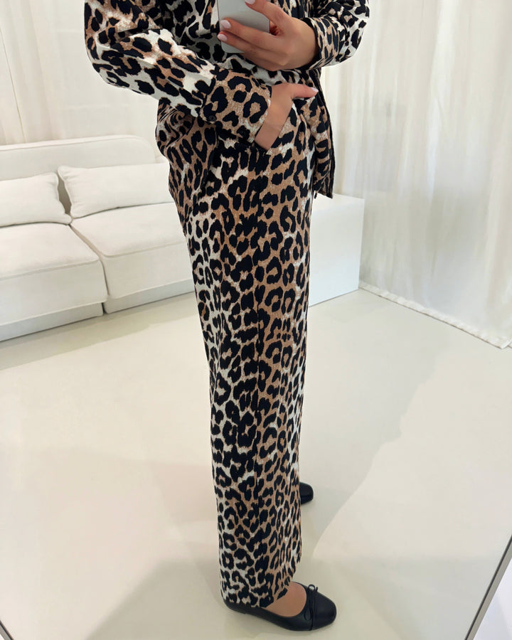 Vero Moda bukser josie hw wide egret/leo