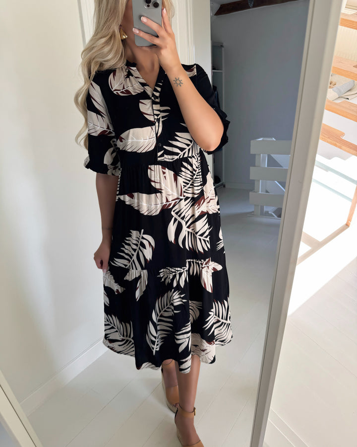 Vero Moda kjole easy joy 2/4 frl calf black/fioni