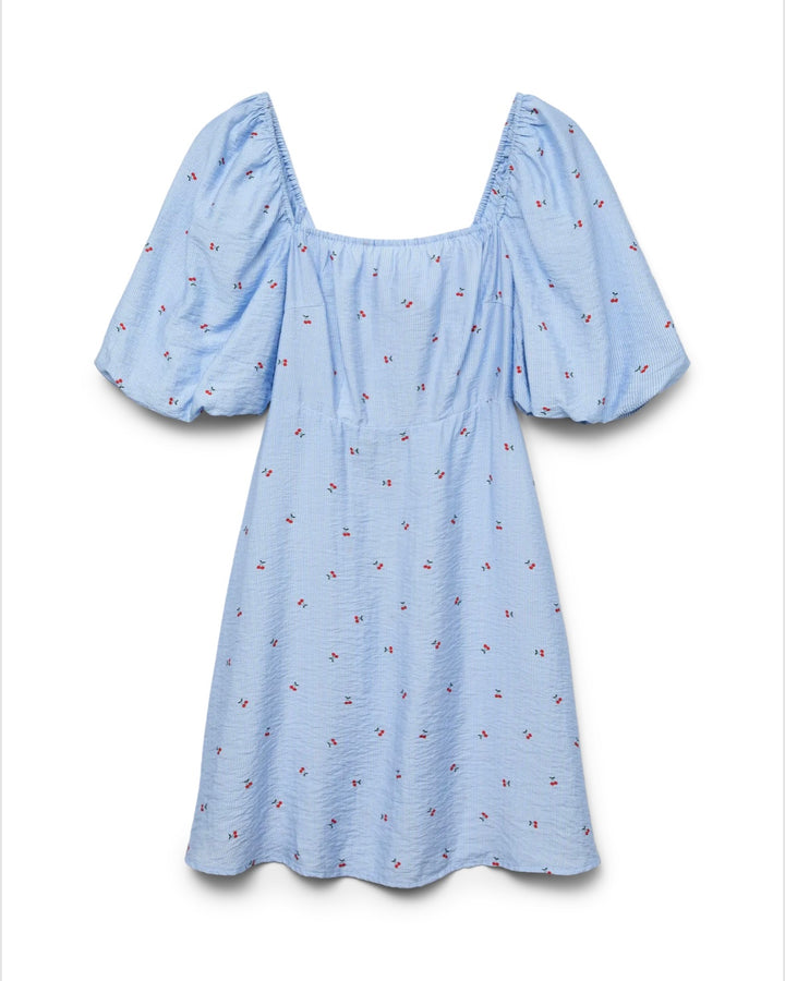 Vero Moda kjole odette 2/4 short snow white/cherry