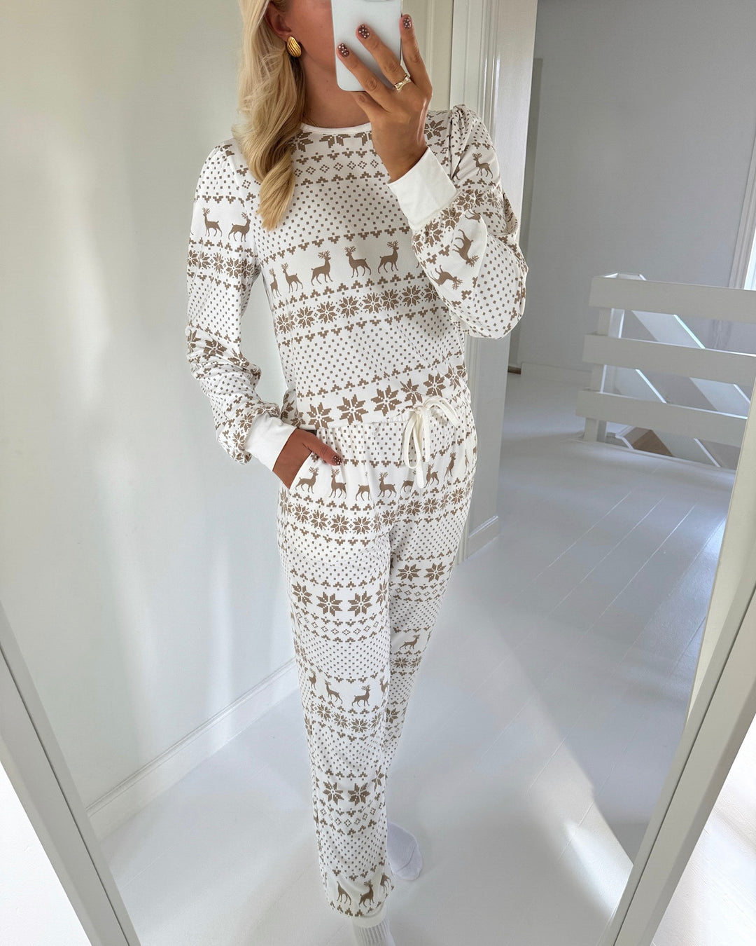 Vero Moda bukser chris nw cloud dancer/silver mink xmas