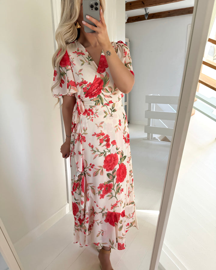 Y.A.S kjole veneda ss maxi wrap gardenia/veneda print