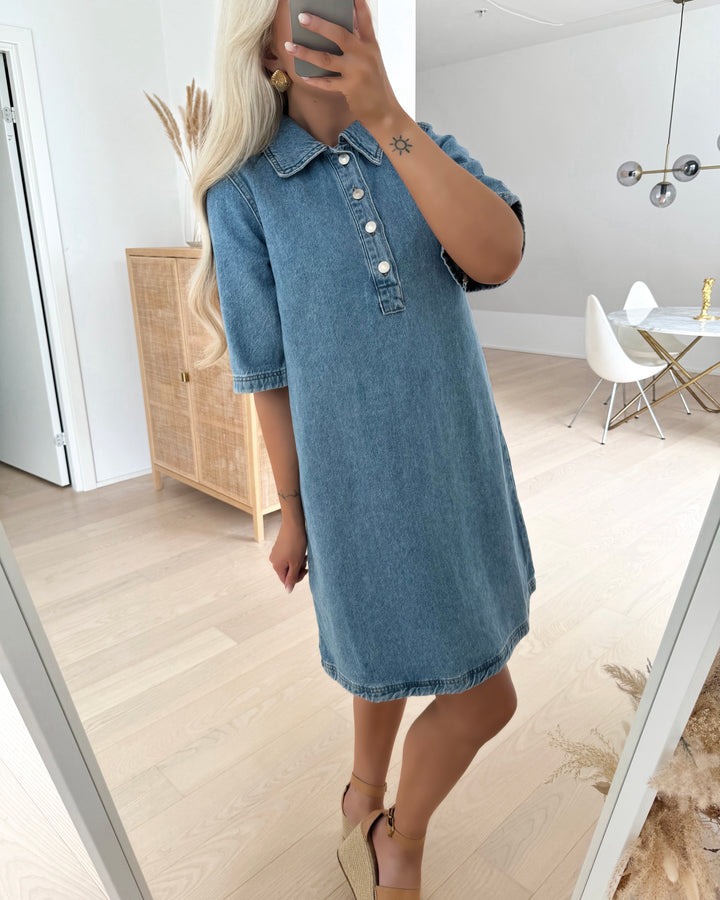 Only kjole gry ss light blue denim