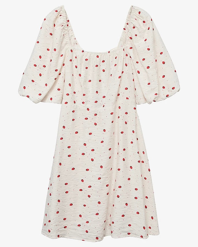 Vero Moda kjole odette 2/4 short snow white/strawberry