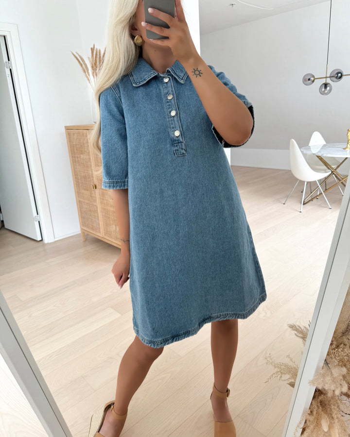 Only kjole gry ss light blue denim
