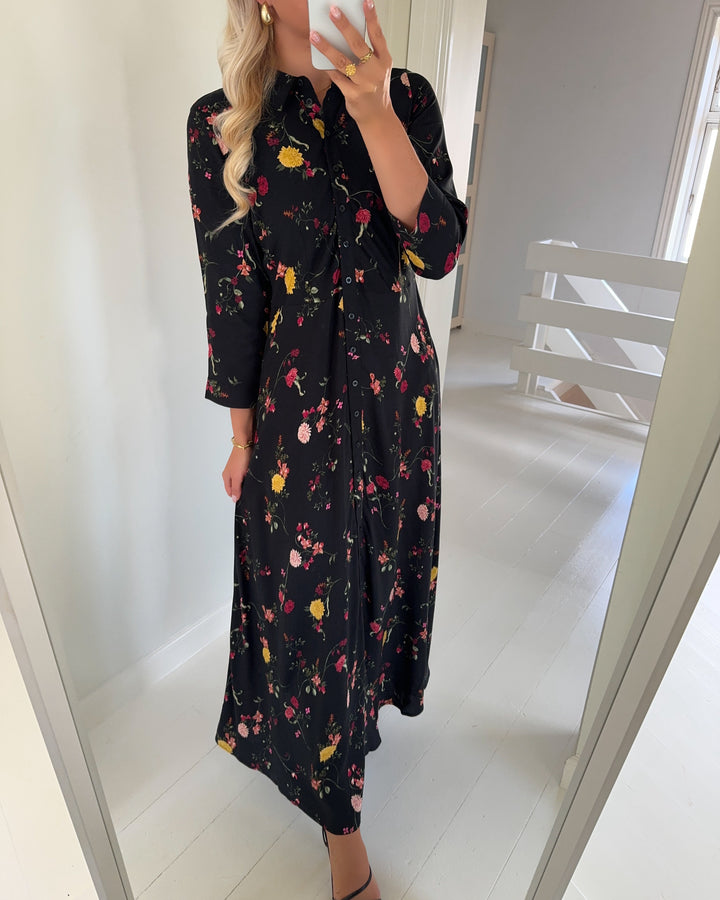 Y.A.S kjole savanna long shirt black/botari