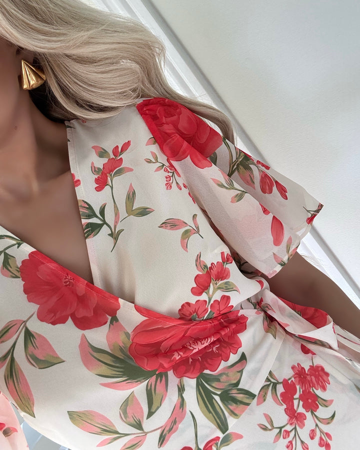 Y.A.S kjole veneda ss maxi wrap gardenia/veneda print