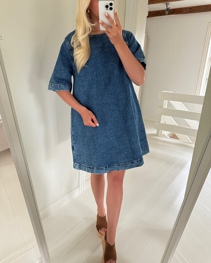 Only kjole gigi ss a-shape medium blue denim