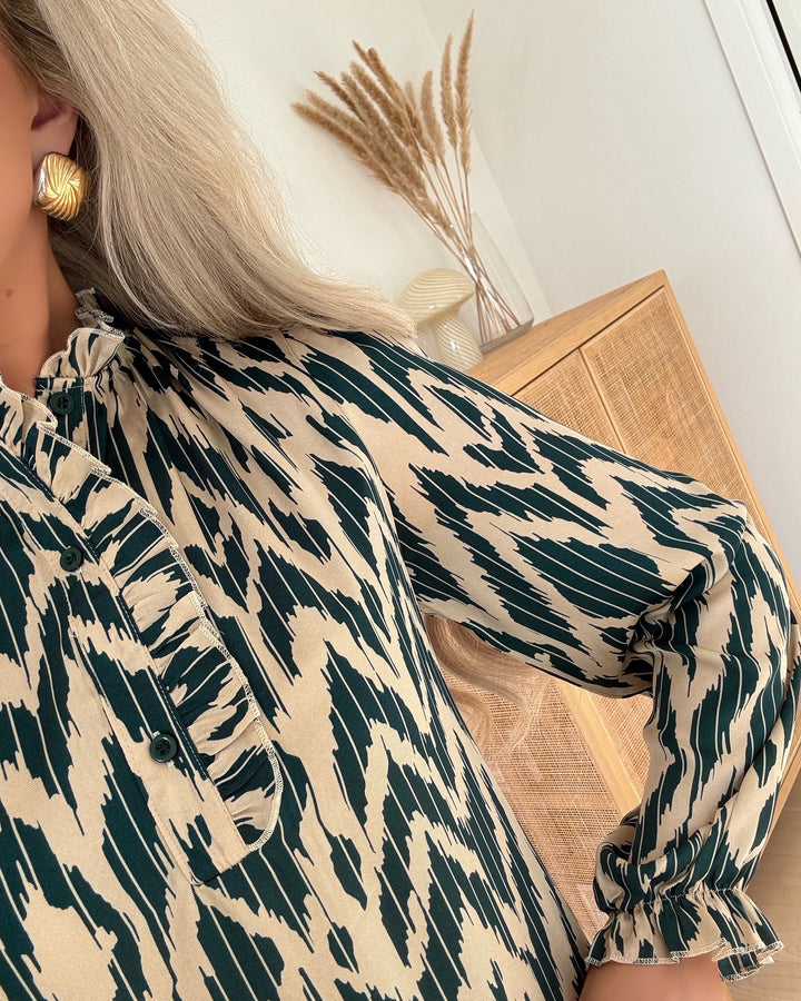 Sister's Point kjole goki beige/d. green