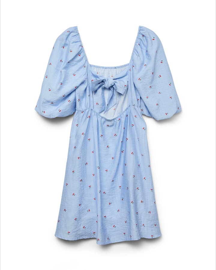 Vero Moda kjole odette 2/4 short snow white/cherry