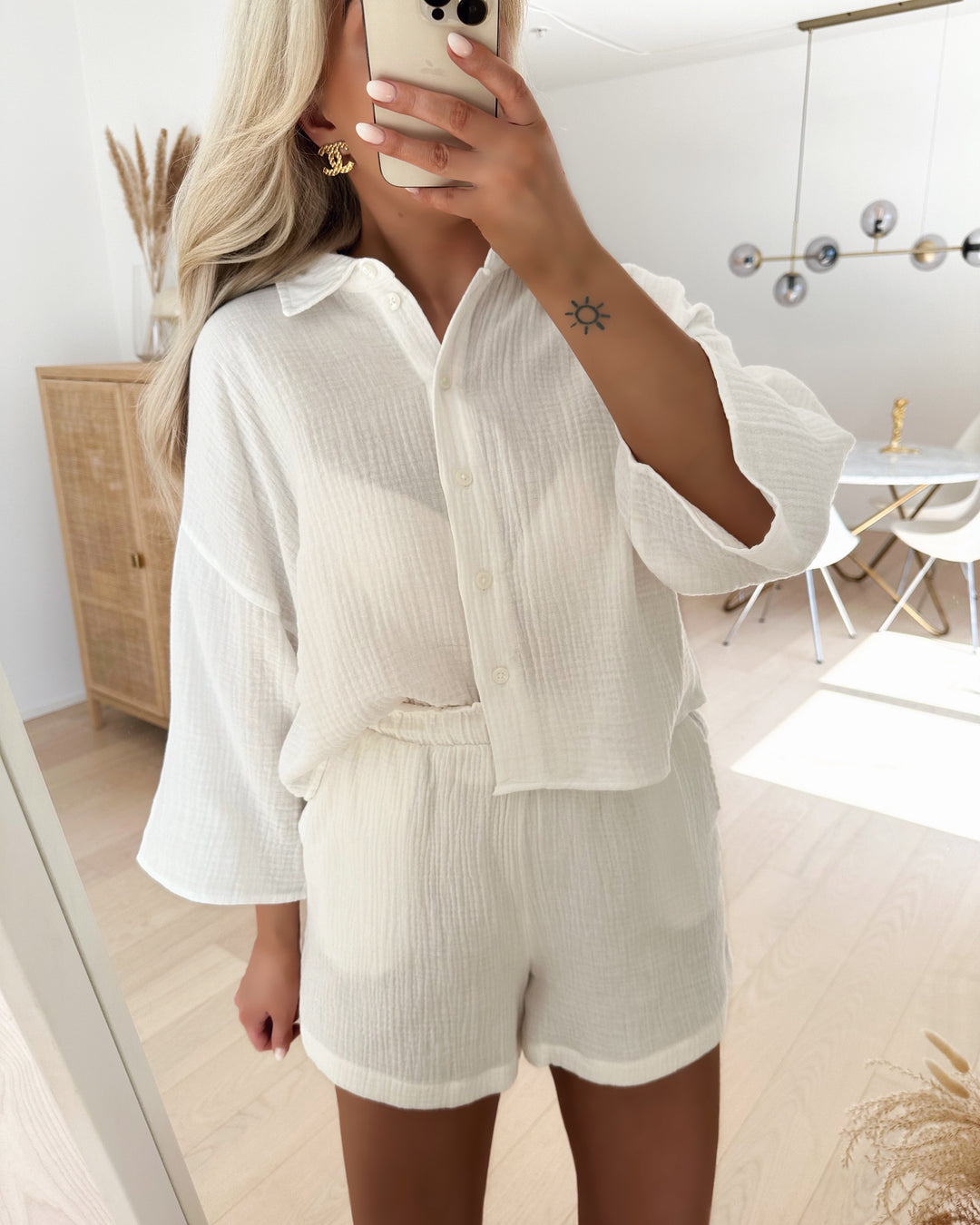 Vero Moda skjorte natali crop snow white