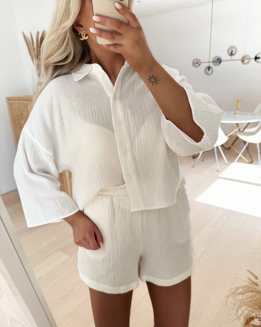 Vero Moda skjorte natali crop snow white