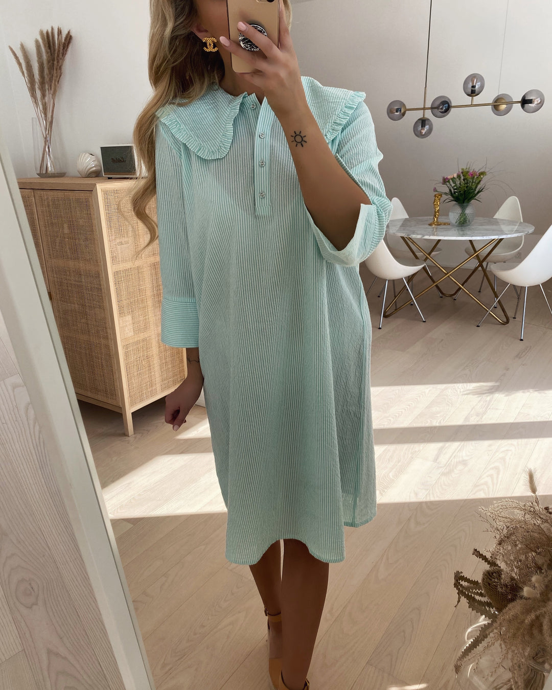Love&Divine kjole love617 mint/white stripe