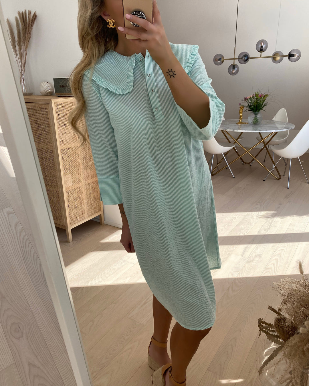 Love&Divine kjole love617 mint/white stripe