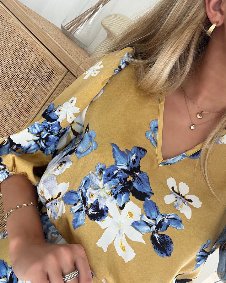 Love&Divine kjole love918 golden/blue flower