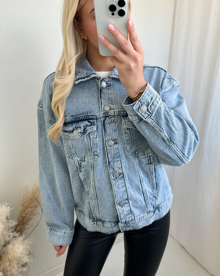 Vero Moda jakke tessa ls oversized denim light blue denim