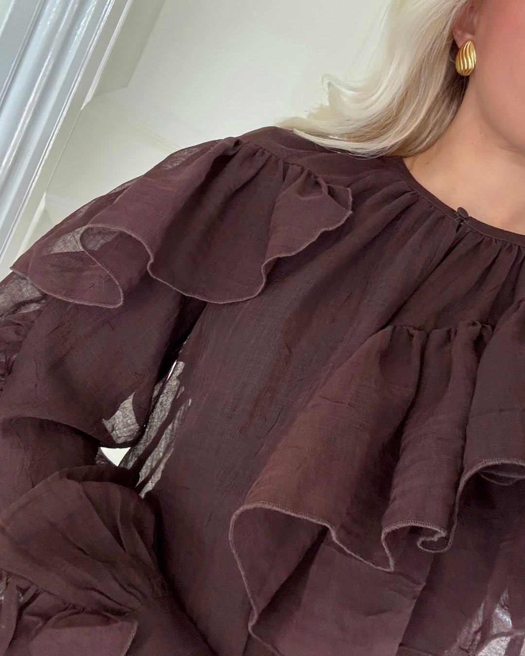 Vero Moda top sabrina ls flounce chocolate martini