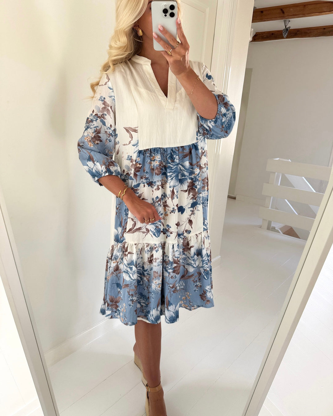 Love&Divine kjole love958-10 blue/brown flower