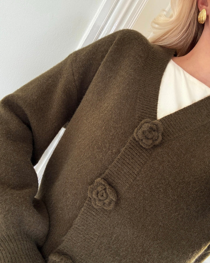 Vero Moda cardigan carrie ls rose knit dark olive