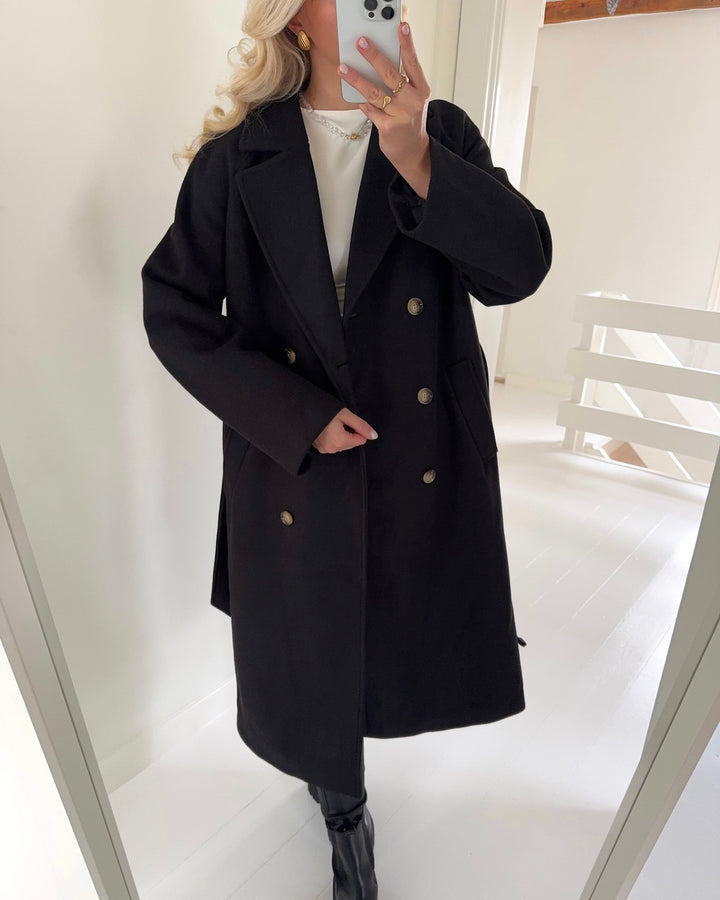 Pieces frakke marbel long black